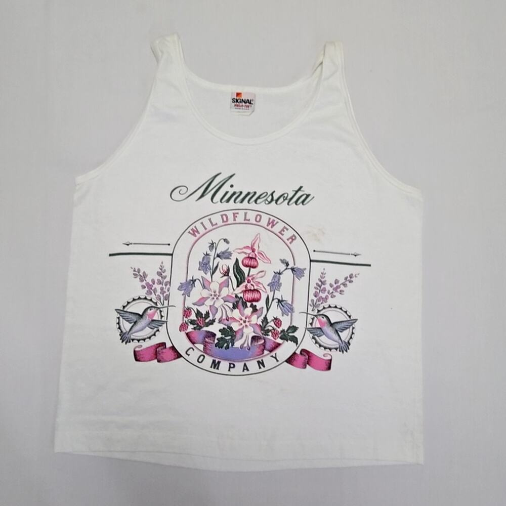 Vintage Minnesota Wildflower Tank Top Large Signal Mega-Tee USA Made VTG 90s